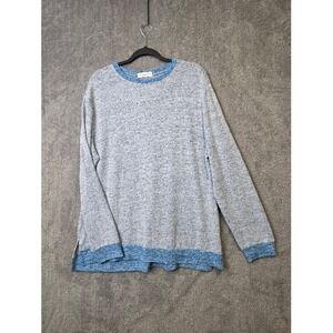 Fantaslook Womens 1X Heathered Blue Long Sleeve‎ Casual Pullover Top Lightweight